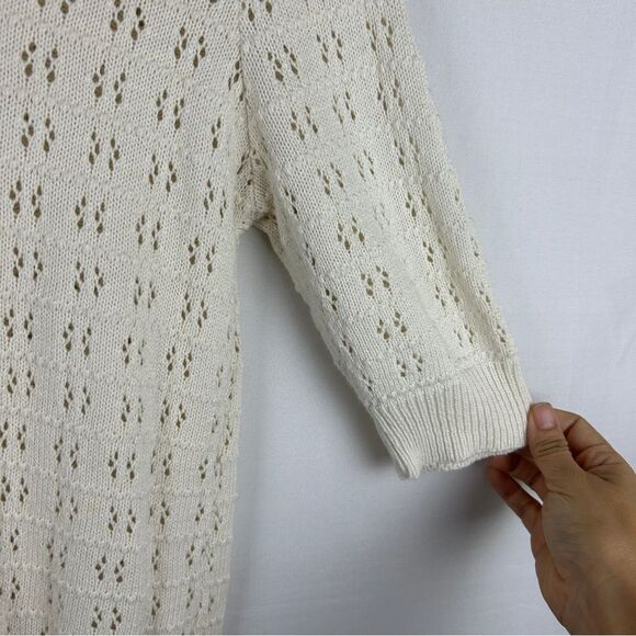 Anthropologie pins and needles Cream hallow Knit Sweater size M - Picture 3 of 5